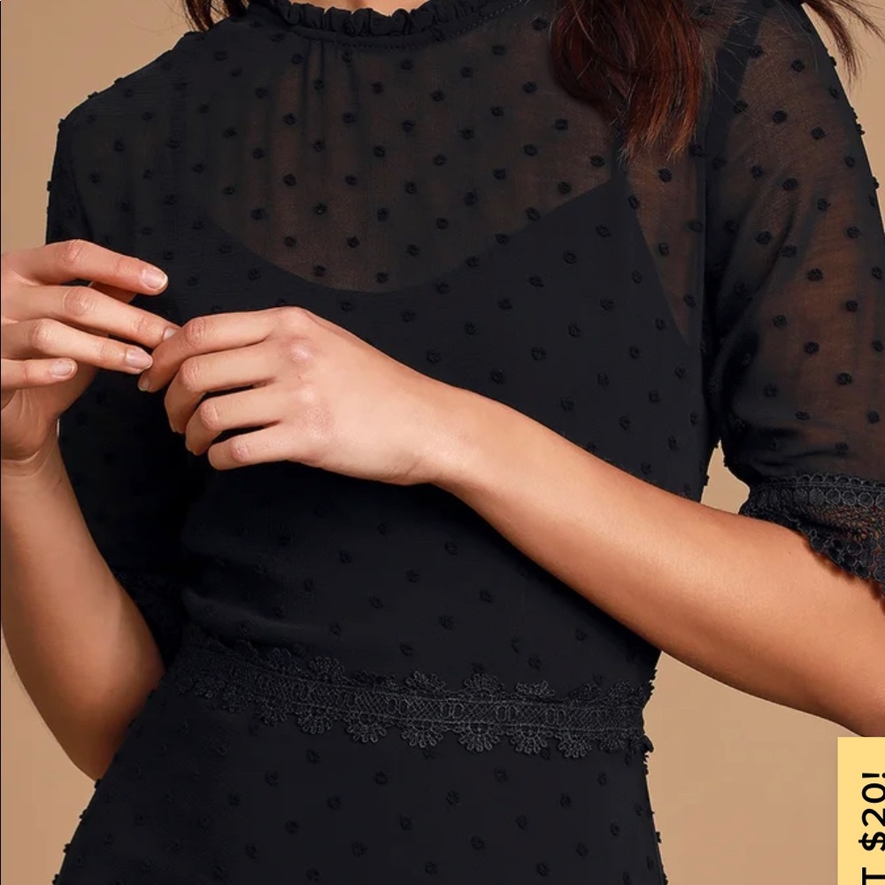 Black Swiss Dot MIDI dress. Size (L)